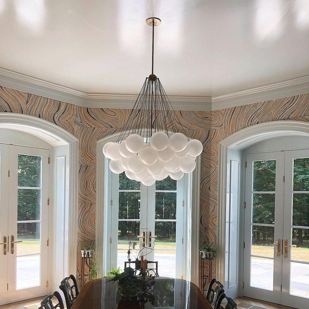 LED Bubble Chandelier Light Fixture - Modern Round Pendant for Dining Room & Living Room Decor