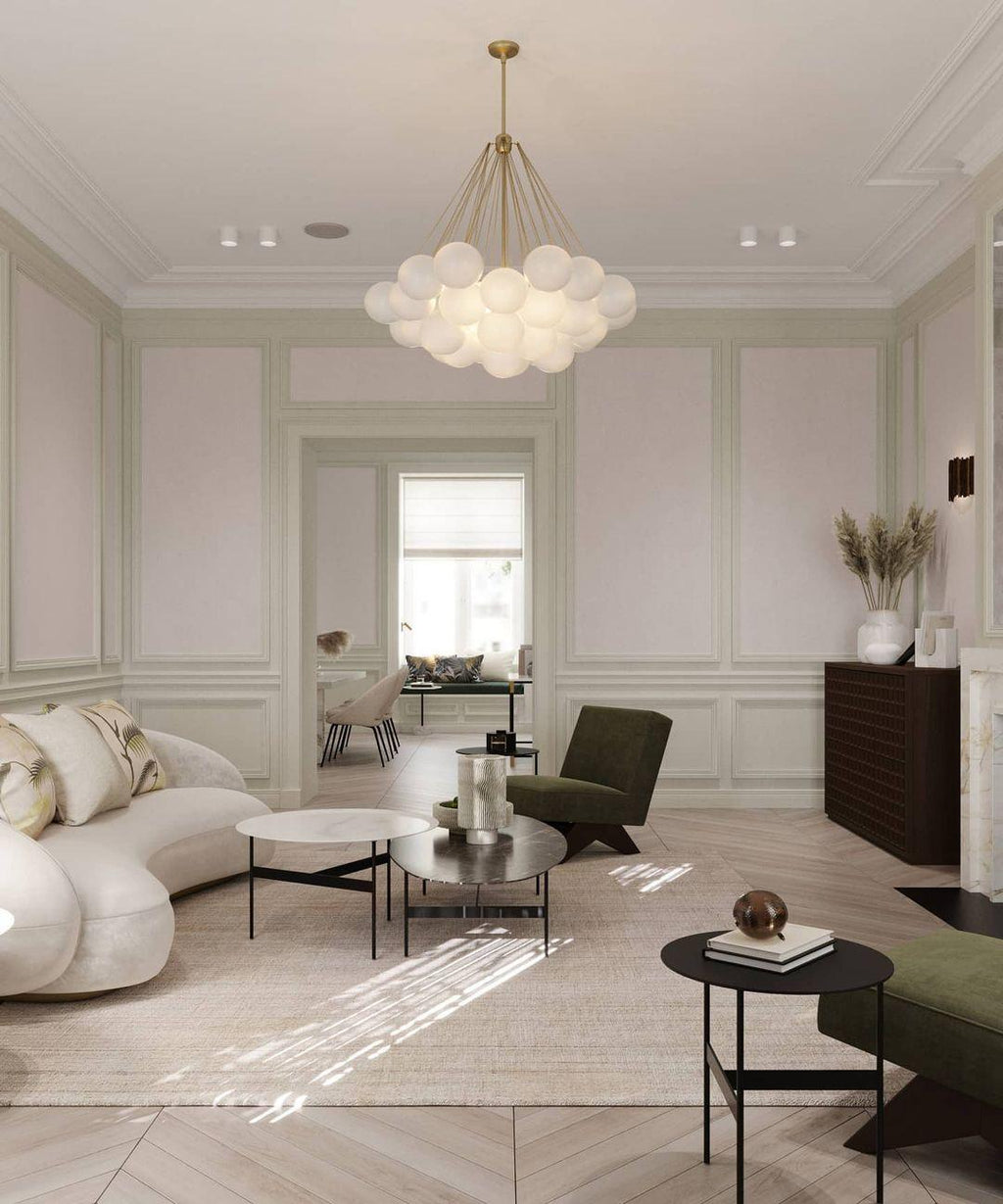 LED Bubble Chandelier Light Fixture - Modern Round Pendant for Dining Room & Living Room Decor