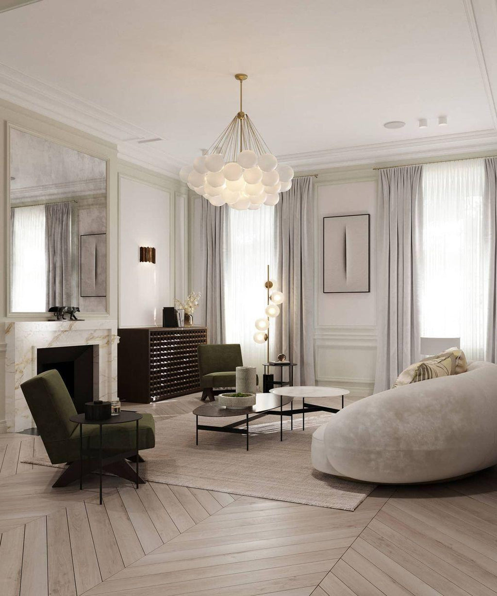 LED Bubble Chandelier Light Fixture - Modern Round Pendant for Dining Room & Living Room Decor