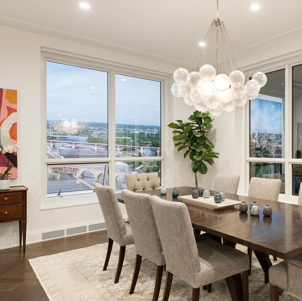 LED Bubble Chandelier Light Fixture - Modern Round Pendant for Dining Room & Living Room Decor