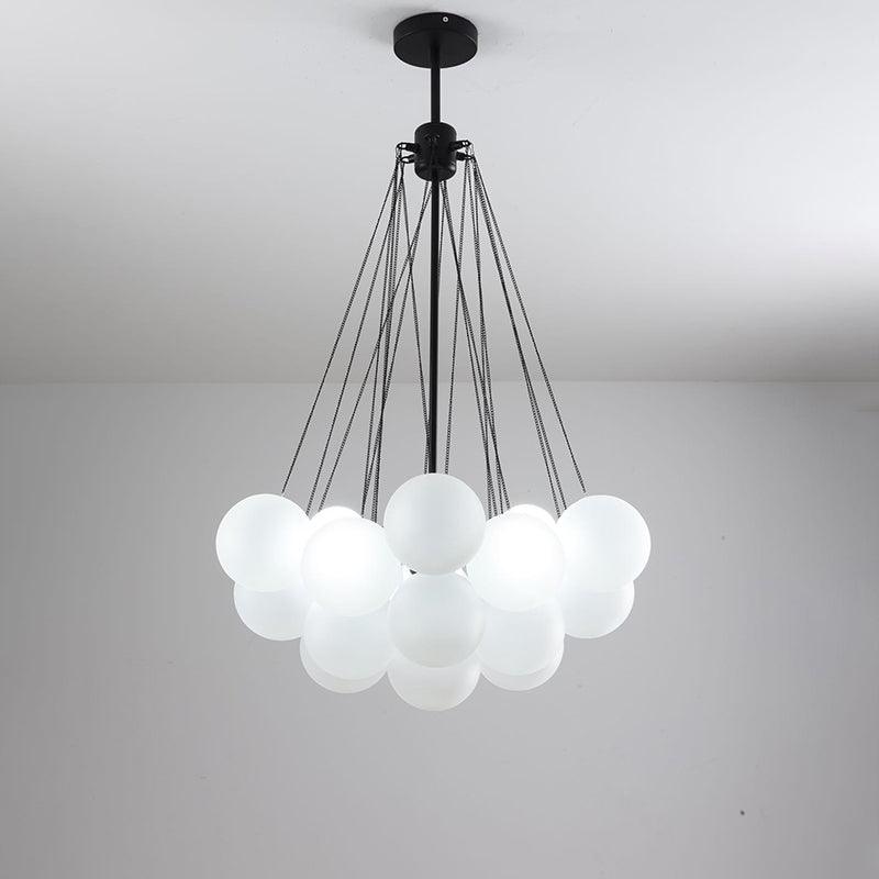 LED Bubble Chandelier Light Fixture - Modern Round Pendant for Dining Room & Living Room Decor