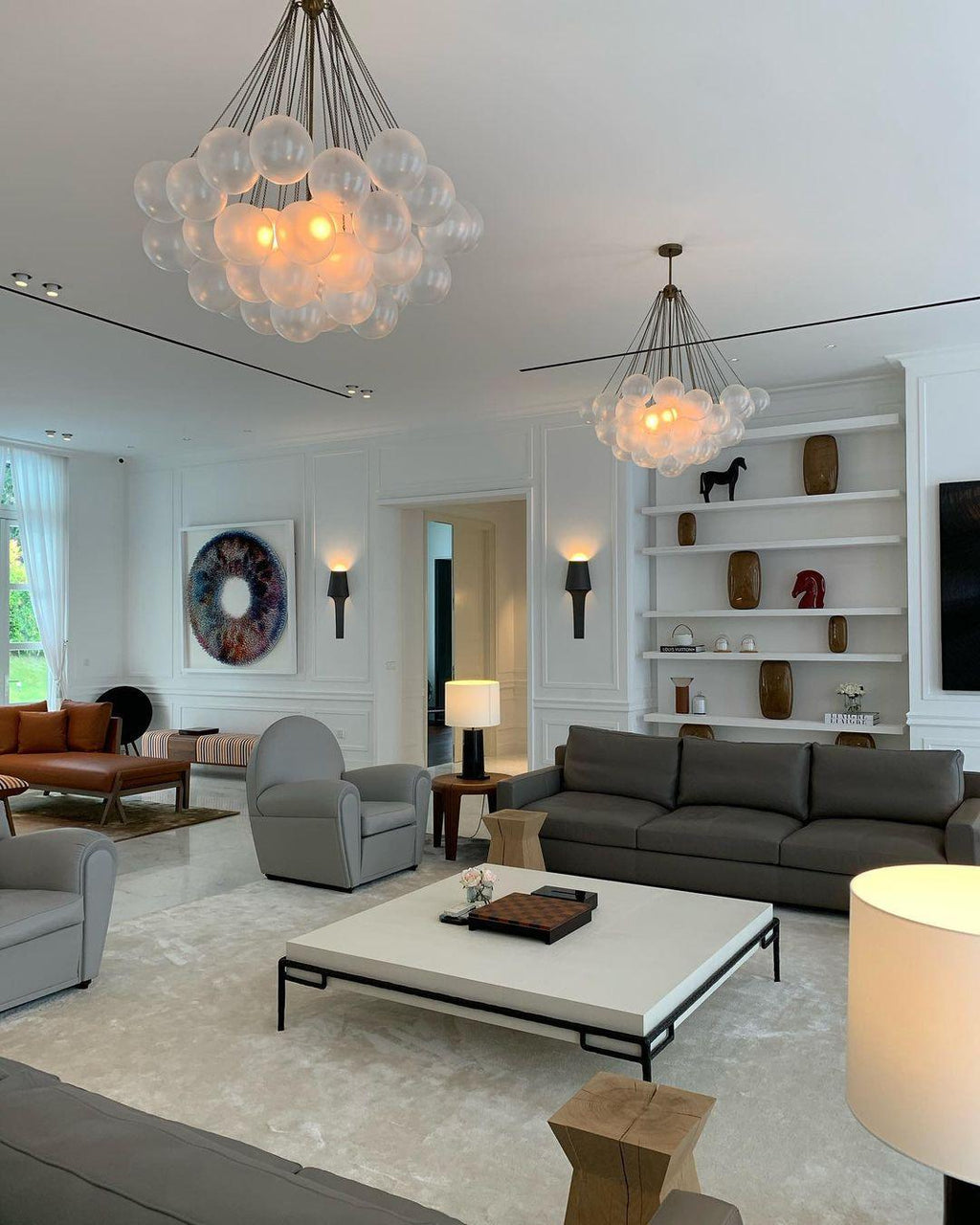 LED Bubble Chandelier Light Fixture - Modern Round Pendant for Dining Room & Living Room Decor