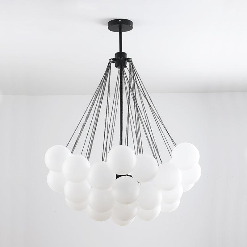 LED Bubble Chandelier Light Fixture - Modern Round Pendant for Dining Room & Living Room Decor
