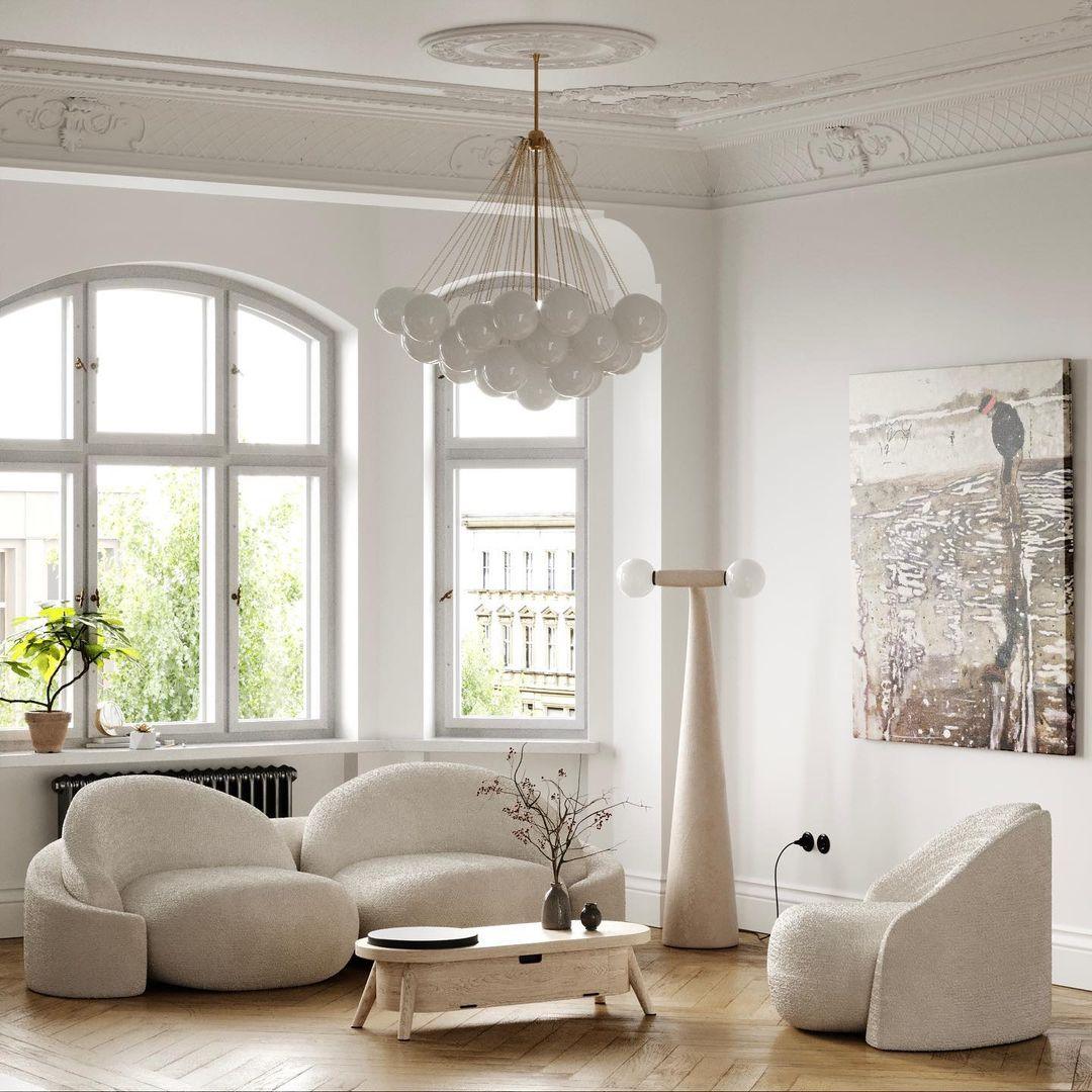 LED Bubble Chandelier Light Fixture - Modern Round Pendant for Dining Room & Living Room Decor