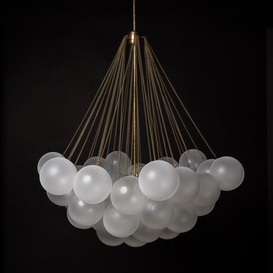 LED Bubble Chandelier Light Fixture - Modern Round Pendant for Dining Room & Living Room Decor