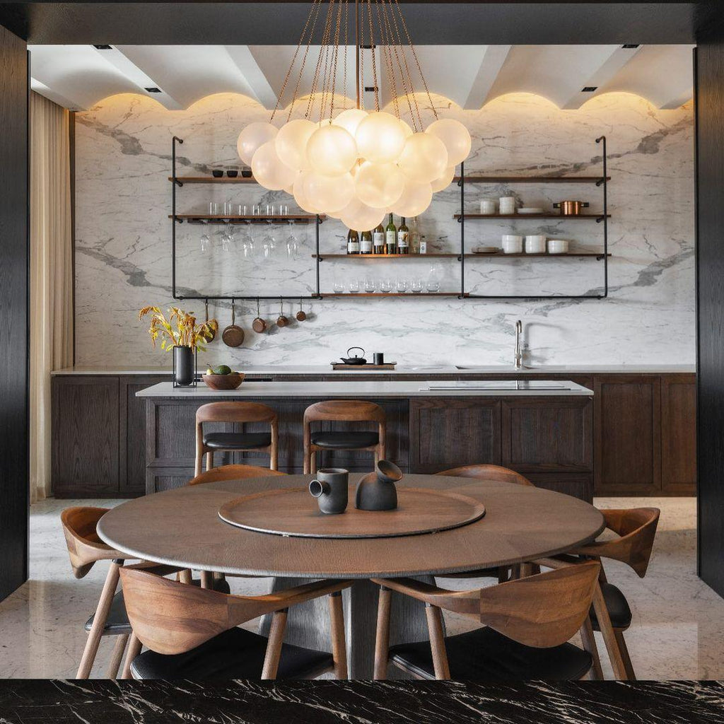 LED Bubble Chandelier Light Fixture - Modern Round Pendant for Dining Room & Living Room Decor