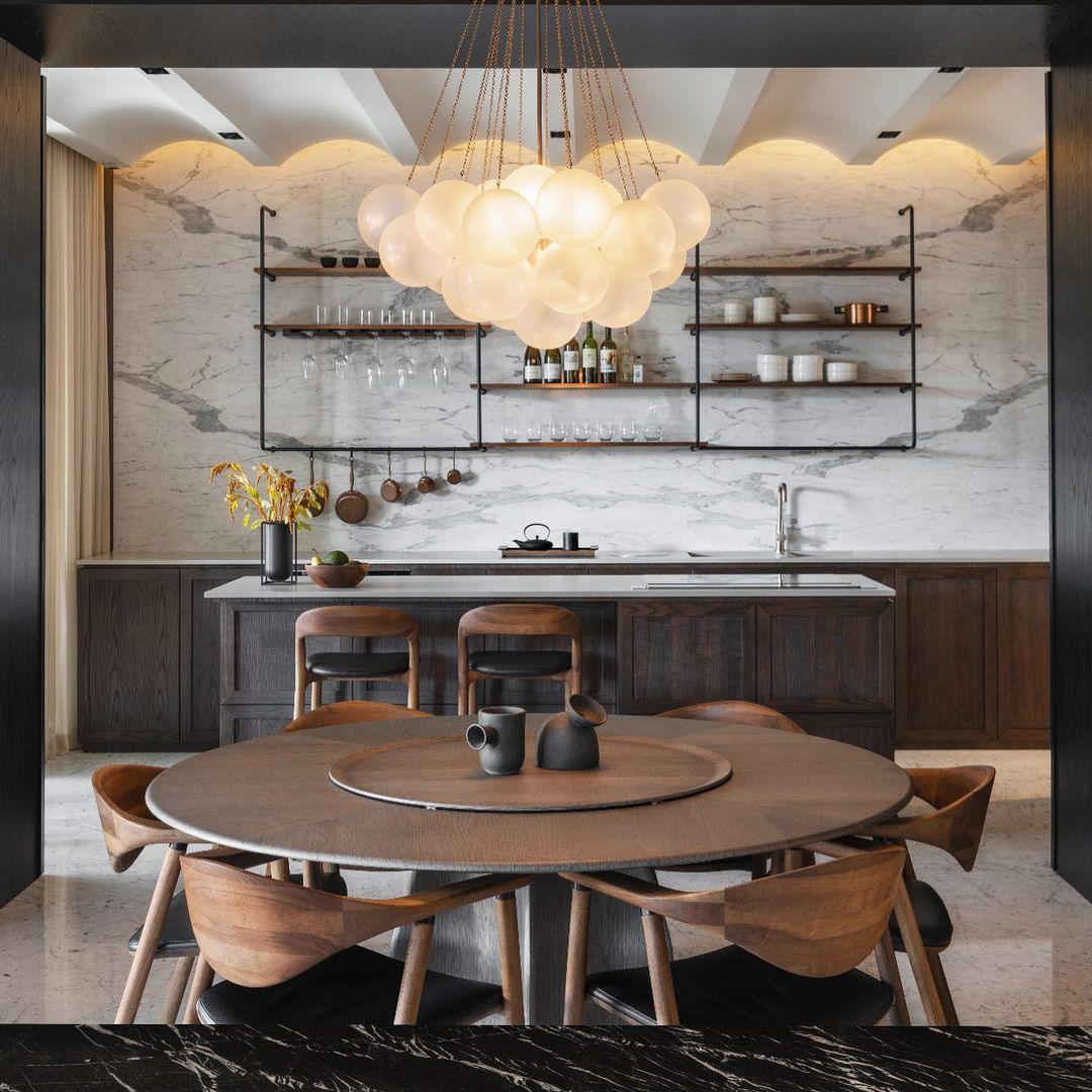 LED Bubble Chandelier Light Fixture - Modern Round Pendant for Dining Room & Living Room Decor