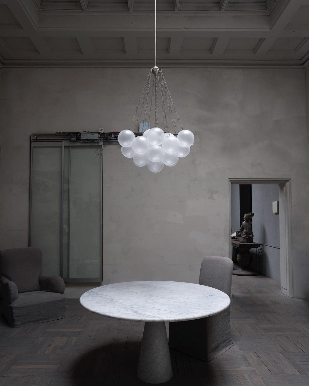 LED Bubble Chandelier Light Fixture - Modern Round Pendant for Dining Room & Living Room Decor