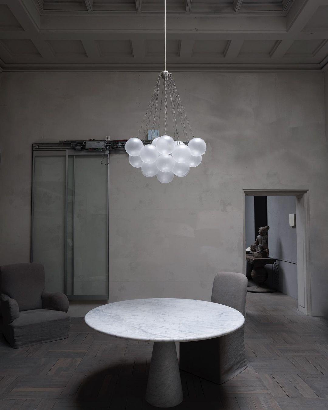 LED Bubble Chandelier Light Fixture - Modern Round Pendant for Dining Room & Living Room Decor