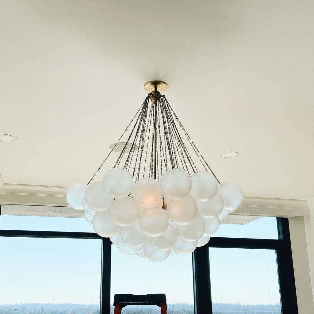 LED Bubble Chandelier Light Fixture - Modern Round Pendant for Dining Room & Living Room Decor