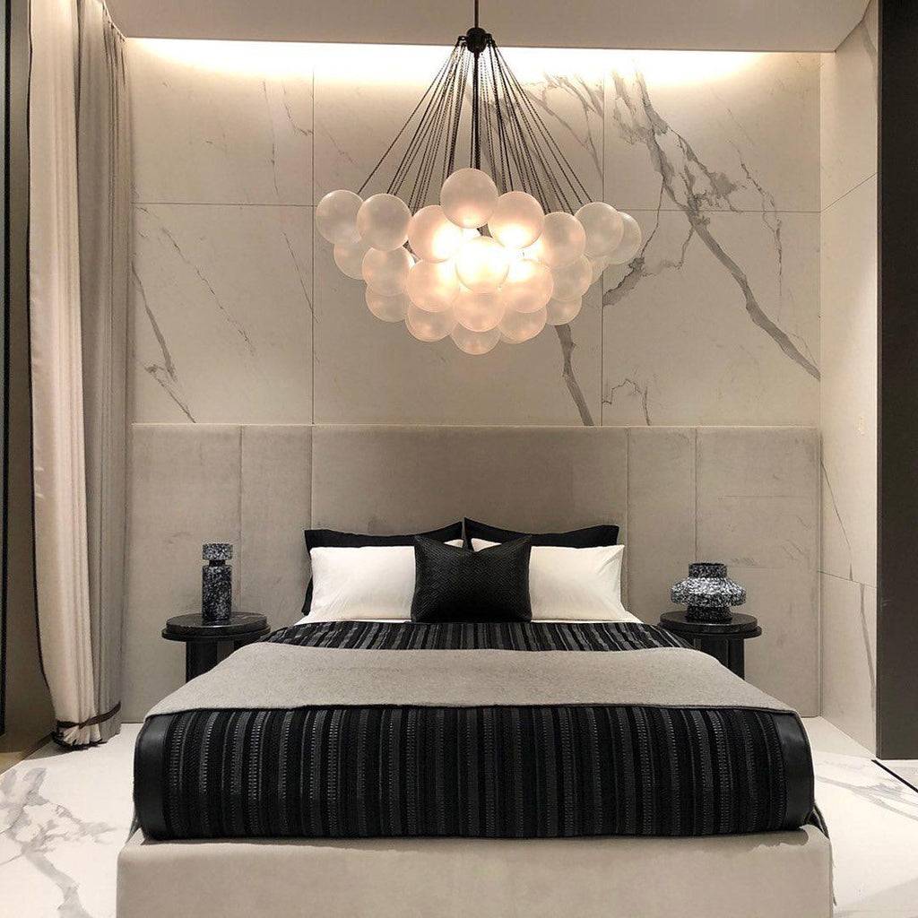 LED Bubble Chandelier Light Fixture - Modern Round Pendant for Dining Room & Living Room Decor