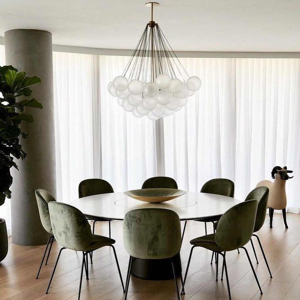 LED Bubble Chandelier Light Fixture - Modern Round Pendant for Dining Room & Living Room Decor