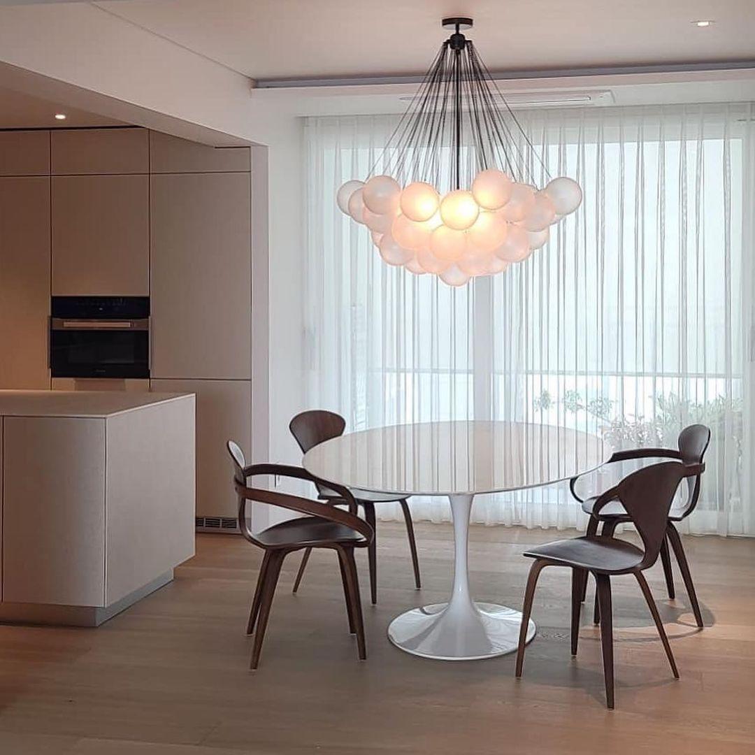 LED Bubble Chandelier Light Fixture - Modern Round Pendant for Dining Room & Living Room Decor