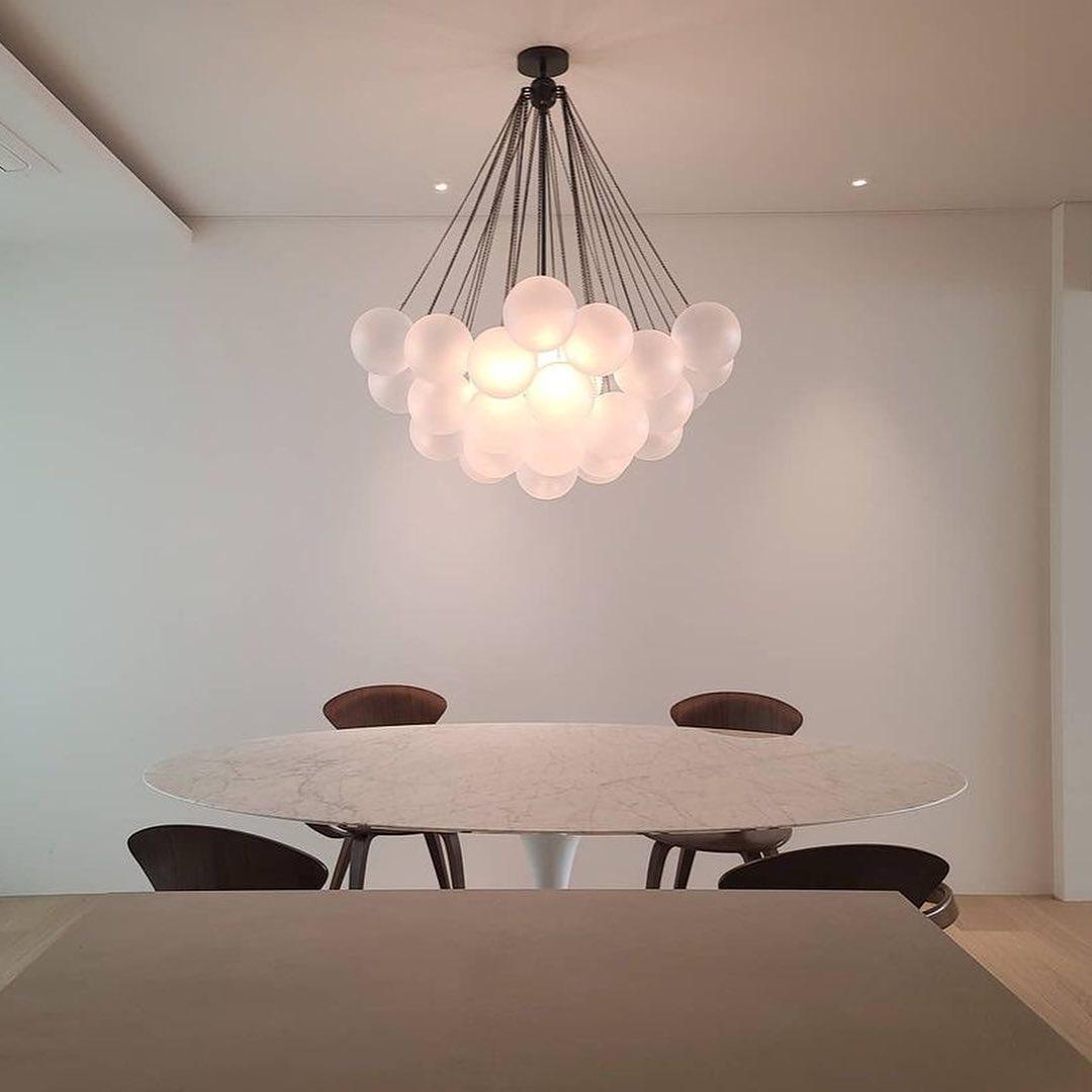 LED Bubble Chandelier Light Fixture - Modern Round Pendant for Dining Room & Living Room Decor