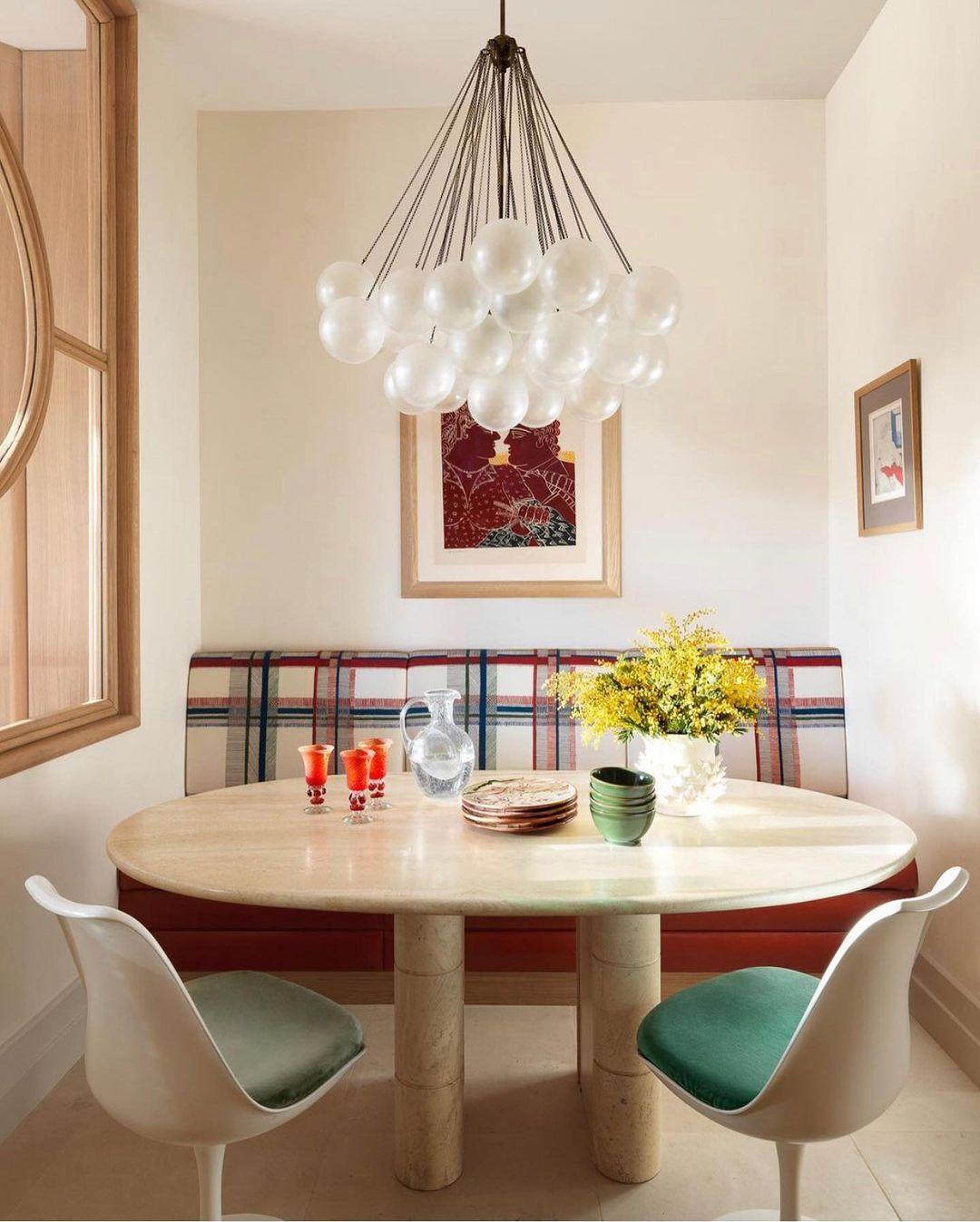 LED Bubble Chandelier Light Fixture - Modern Round Pendant for Dining Room & Living Room Decor