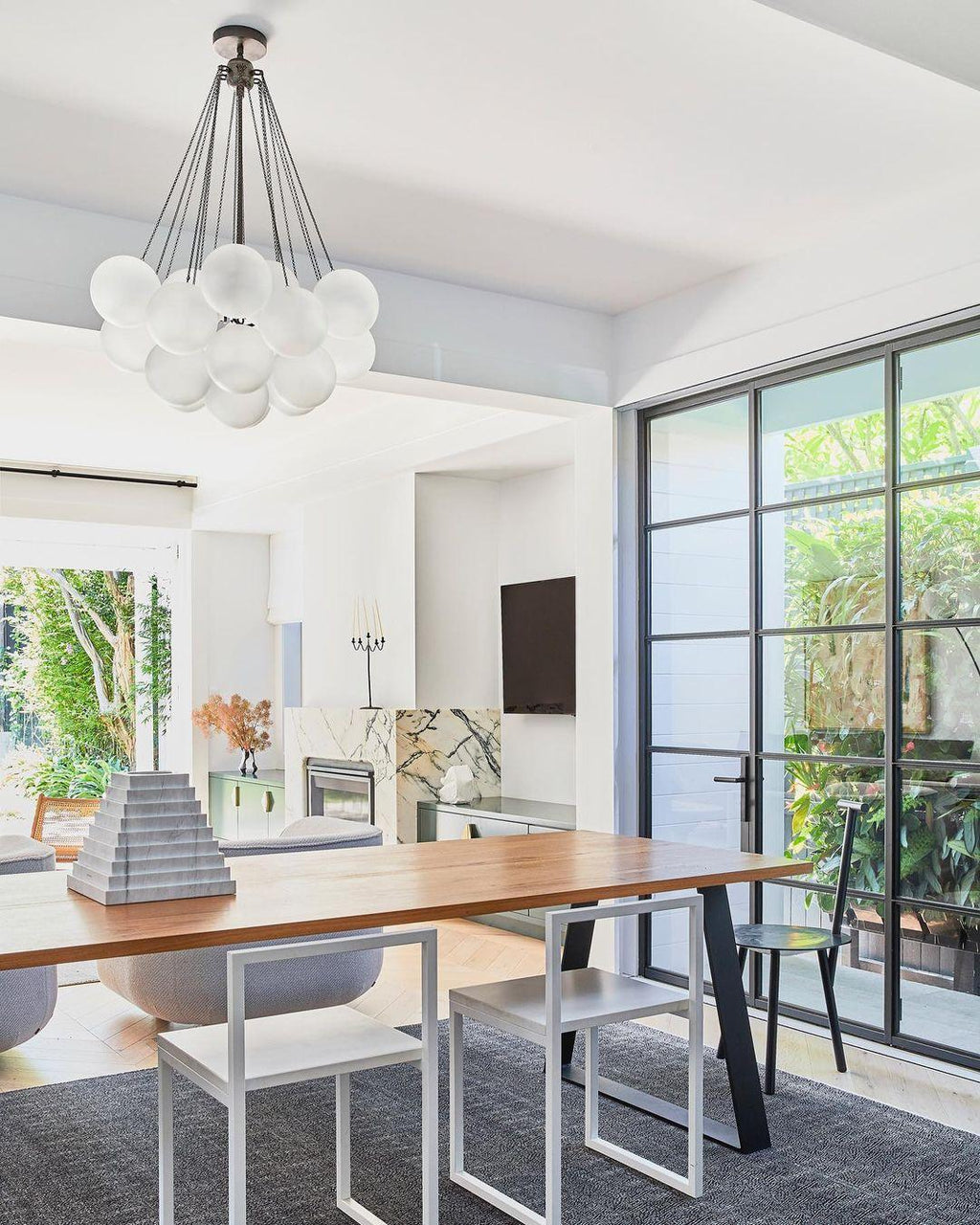 LED Bubble Chandelier Light Fixture - Modern Round Pendant for Dining Room & Living Room Decor