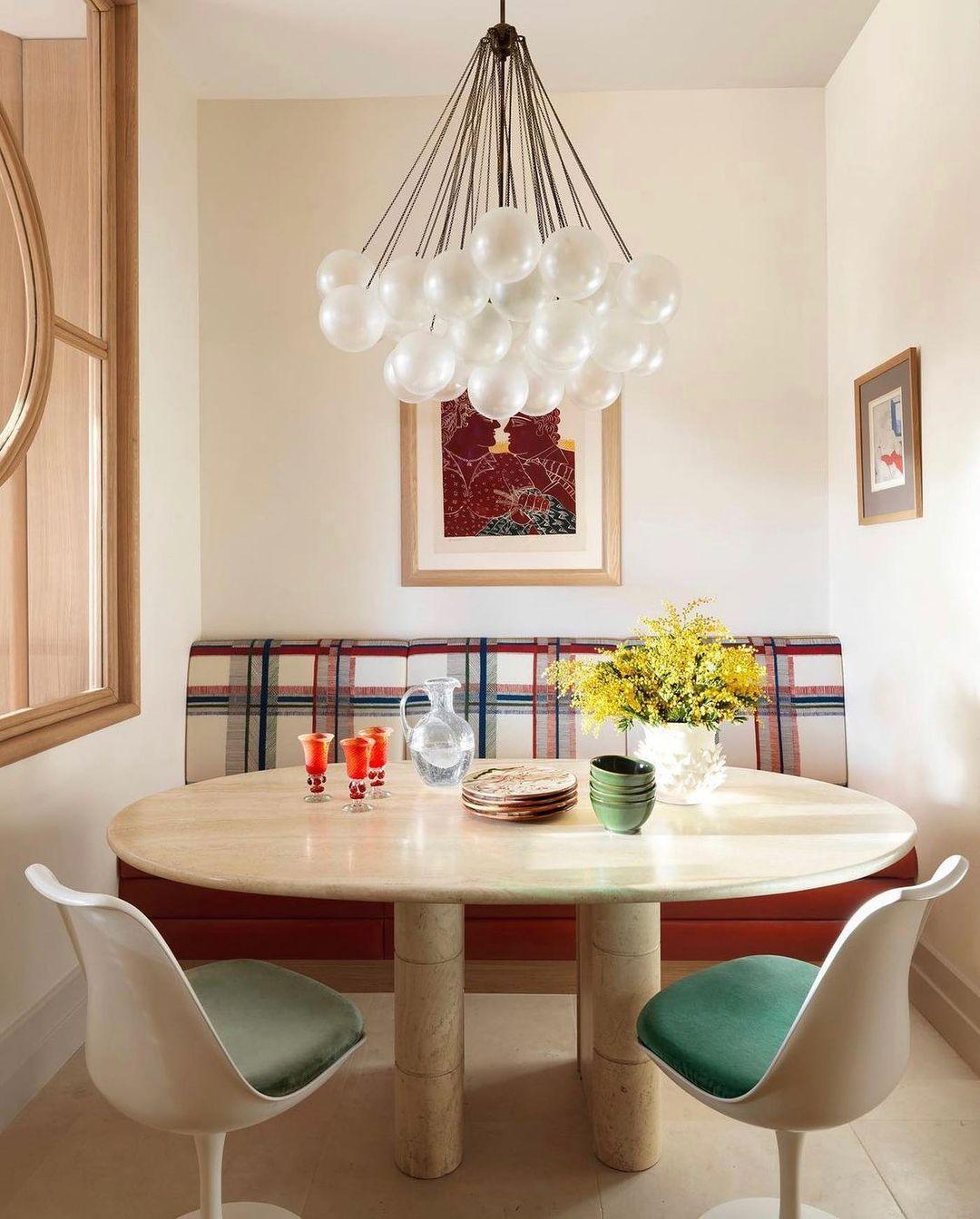 LED Bubble Chandelier Light Fixture - Modern Round Pendant for Dining Room & Living Room Decor