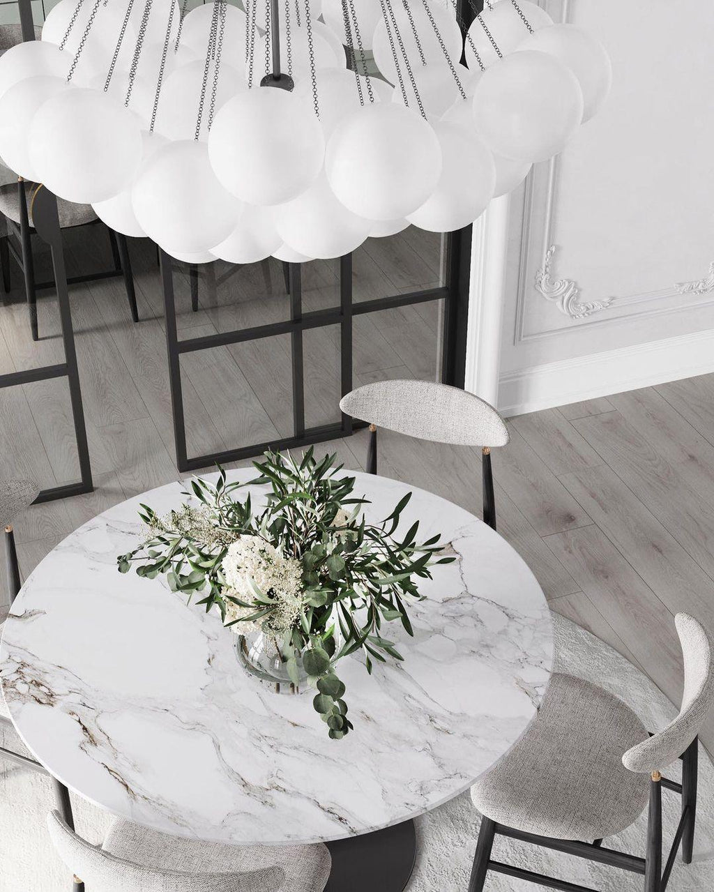 LED Bubble Chandelier Light Fixture - Modern Round Pendant for Dining Room & Living Room Decor