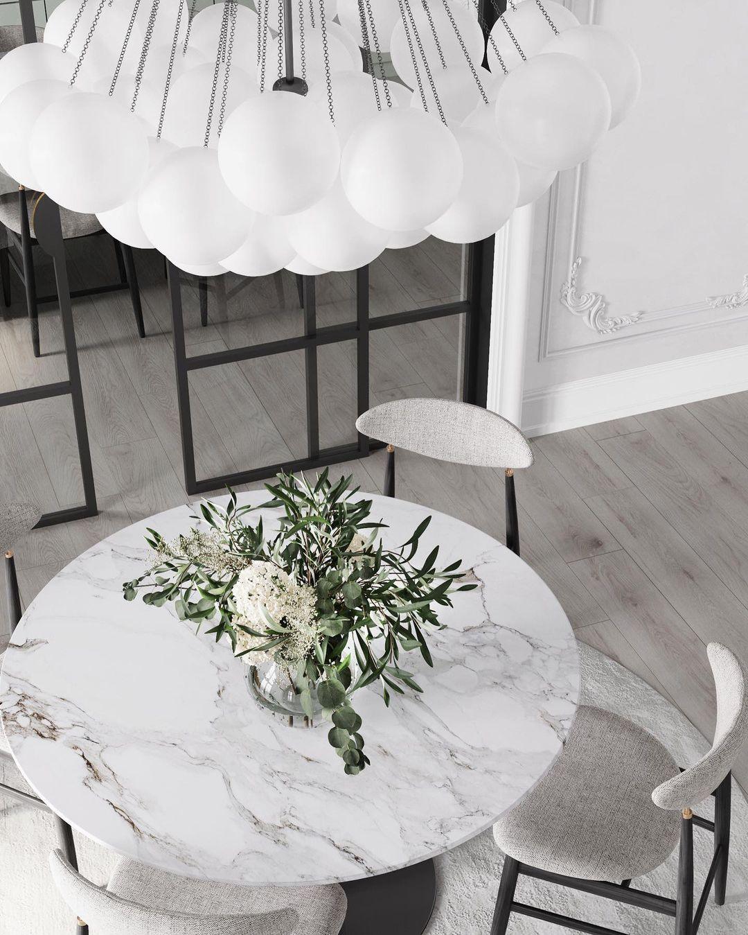 LED Bubble Chandelier Light Fixture - Modern Round Pendant for Dining Room & Living Room Decor