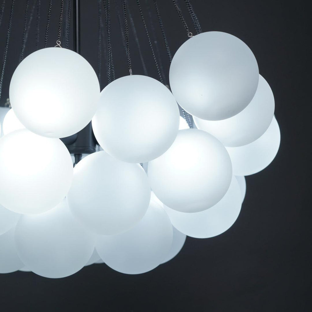 LED Bubble Chandelier Light Fixture - Modern Round Pendant for Dining Room & Living Room Decor