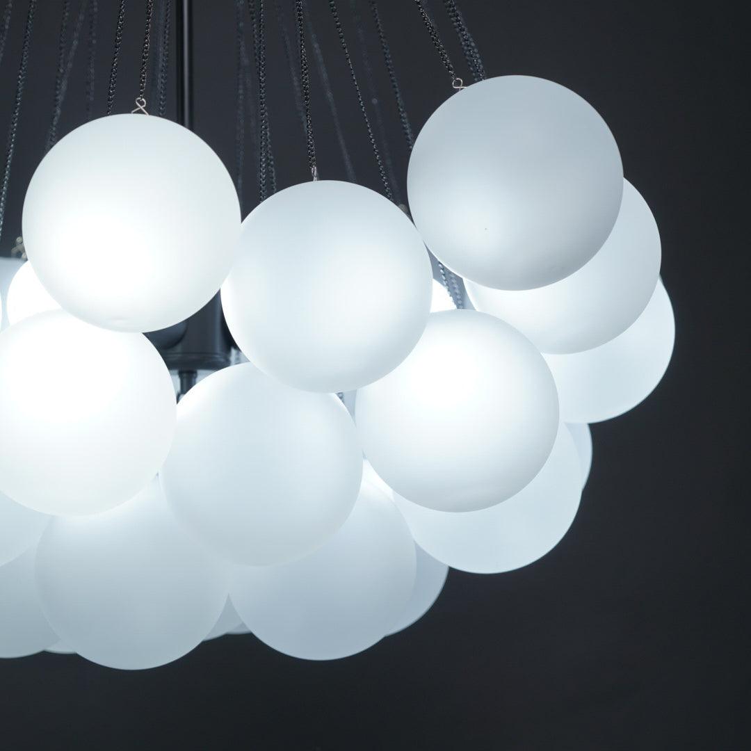 LED Bubble Chandelier Light Fixture - Modern Round Pendant for Dining Room & Living Room Decor