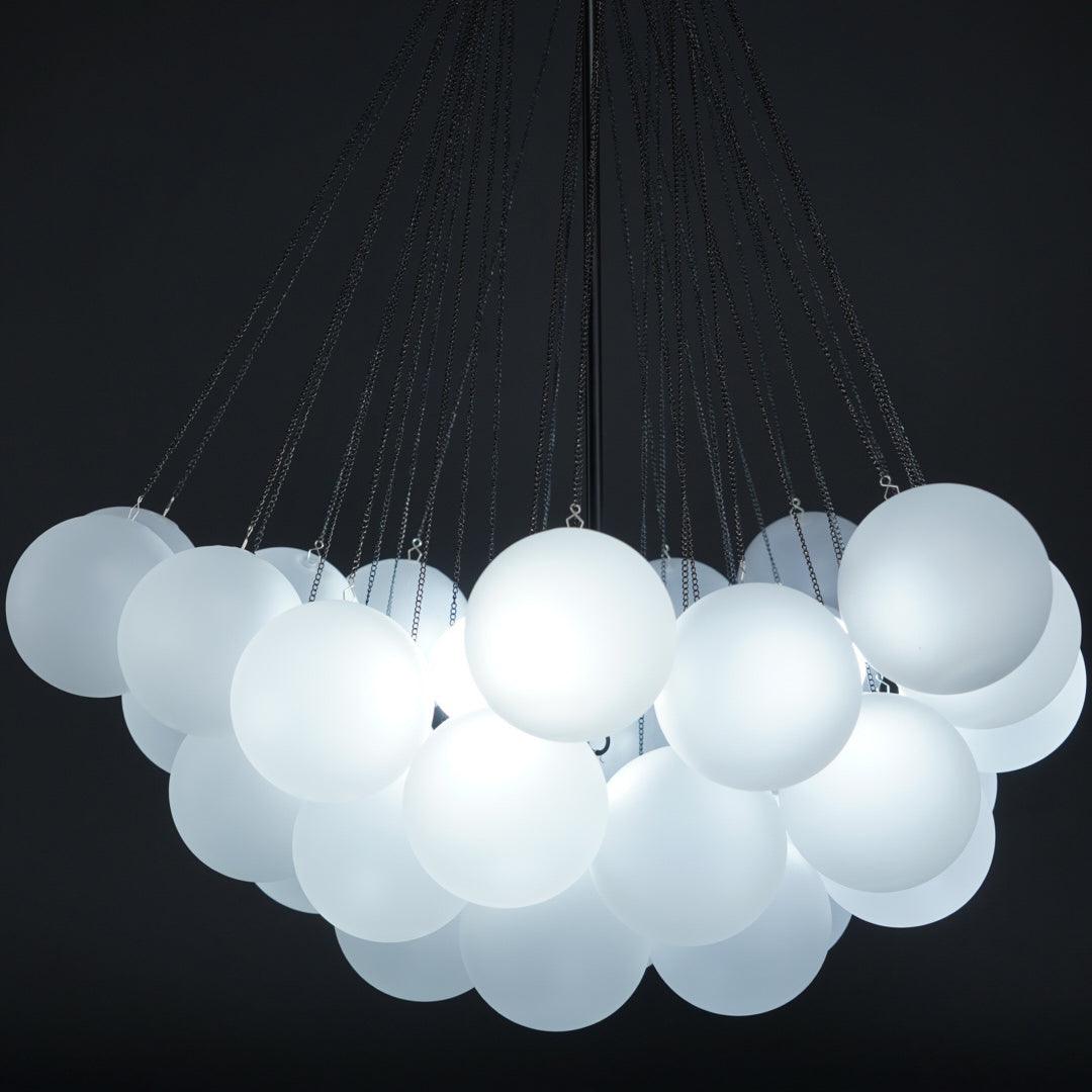 LED Bubble Chandelier Light Fixture - Modern Round Pendant for Dining Room & Living Room Decor