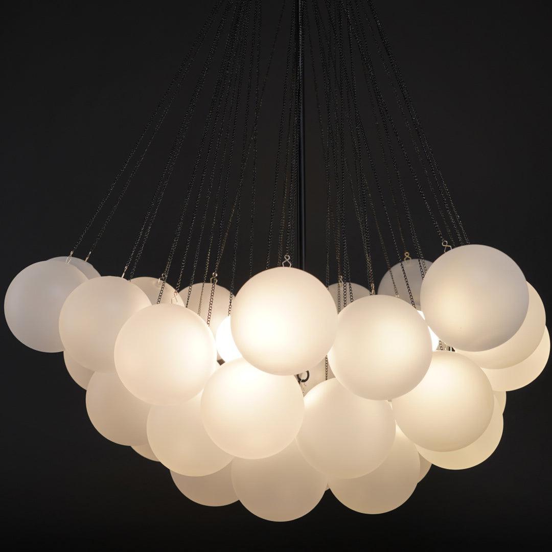 LED Bubble Chandelier Light Fixture - Modern Round Pendant for Dining Room & Living Room Decor