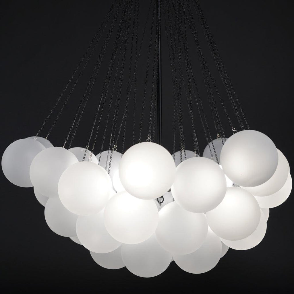 LED Bubble Chandelier Light Fixture - Modern Round Pendant for Dining Room & Living Room Decor
