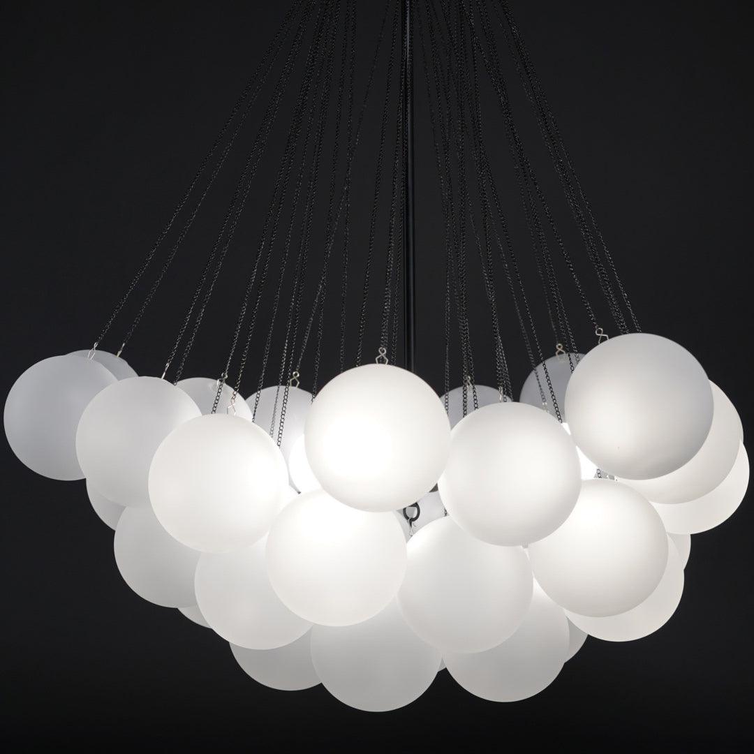 LED Bubble Chandelier Light Fixture - Modern Round Pendant for Dining Room & Living Room Decor