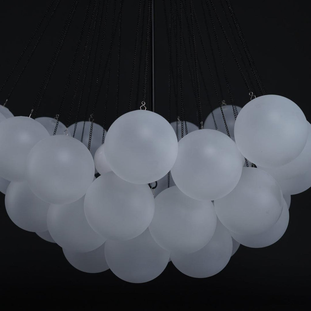 LED Bubble Chandelier Light Fixture - Modern Round Pendant for Dining Room & Living Room Decor