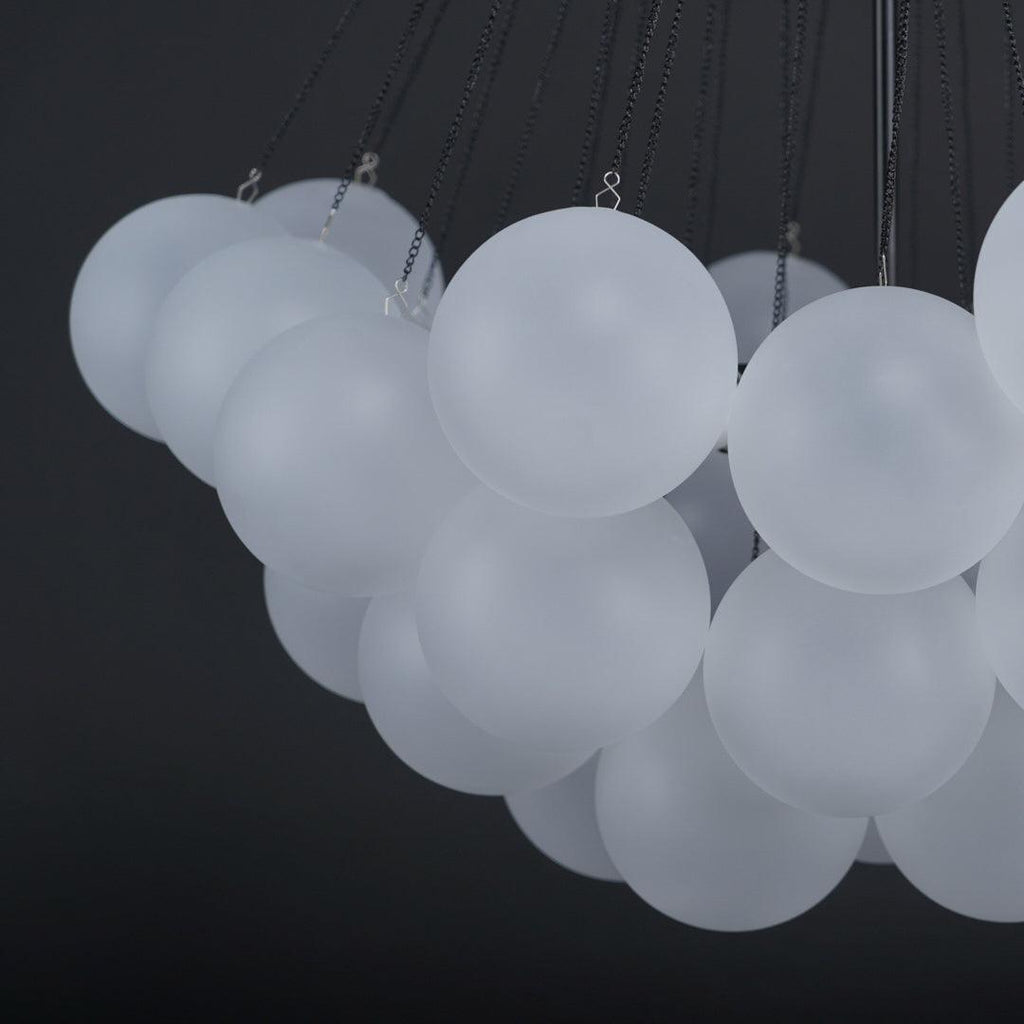 LED Bubble Chandelier Light Fixture - Modern Round Pendant for Dining Room & Living Room Decor