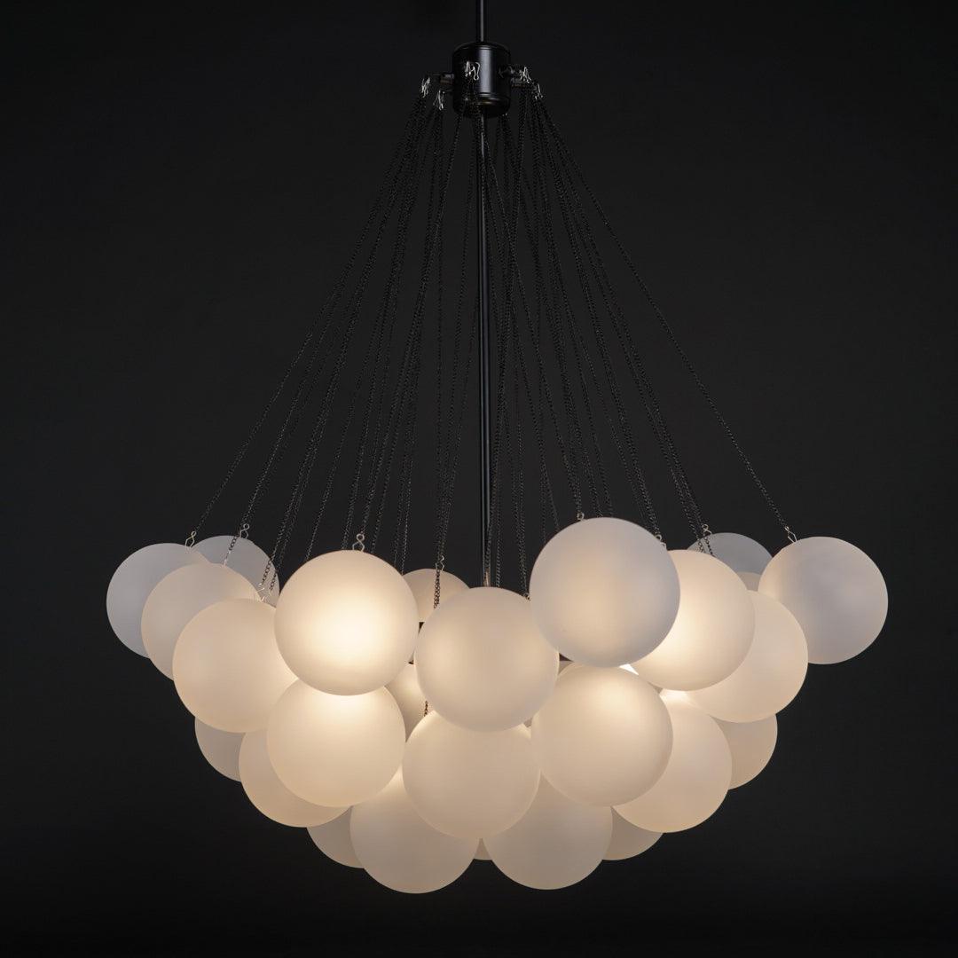 LED Bubble Chandelier Light Fixture - Modern Round Pendant for Dining Room & Living Room Decor