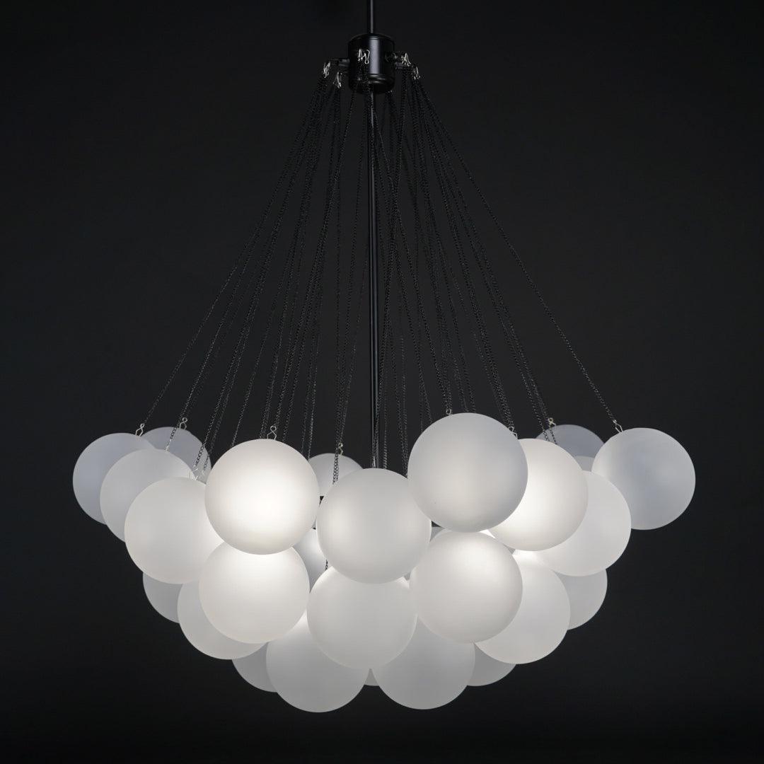 LED Bubble Chandelier Light Fixture - Modern Round Pendant for Dining Room & Living Room Decor