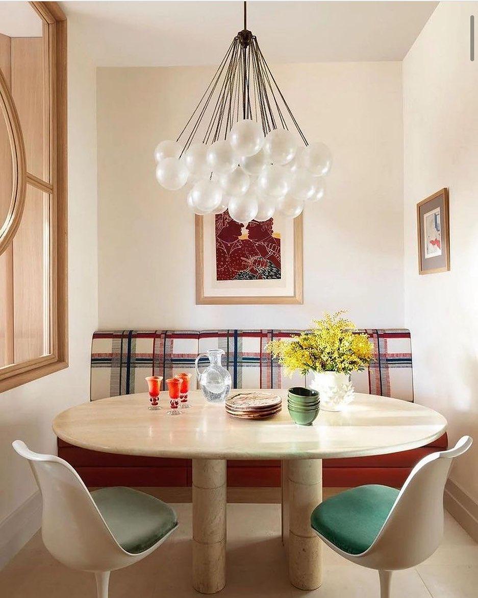 LED Bubble Chandelier Light Fixture - Modern Round Pendant for Dining Room & Living Room Decor