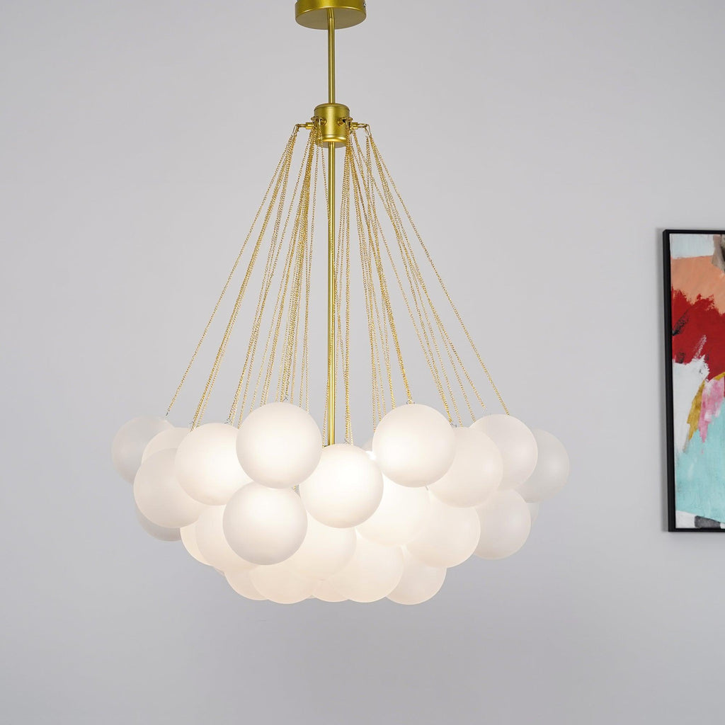 LED Bubble Chandelier Light Fixture - Modern Round Pendant for Dining Room & Living Room Decor