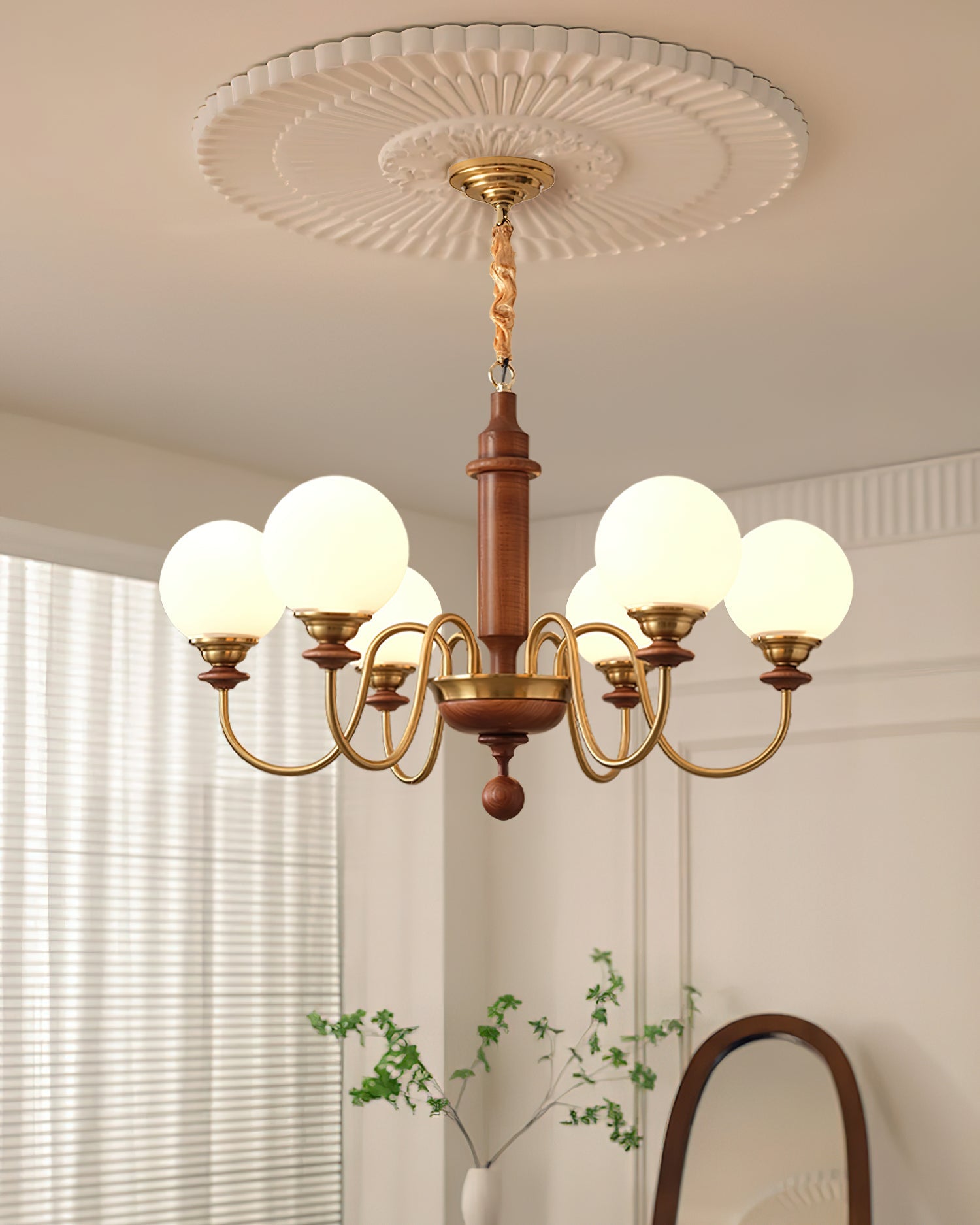 Colonial Grace Chandelier - Vintage 5-Light Hanging Fixture for Dining Room & Entryway Lighting