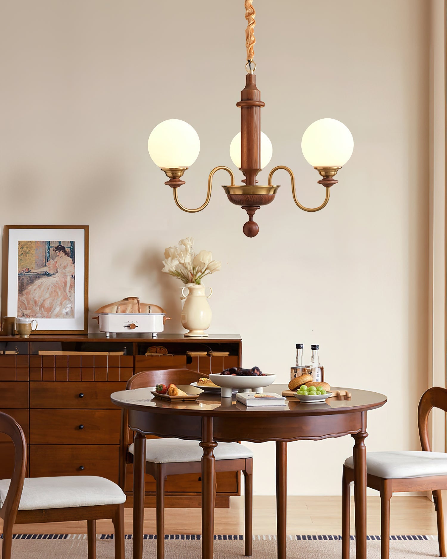 Colonial Grace Chandelier - Vintage 5-Light Hanging Fixture for Dining Room & Entryway Lighting