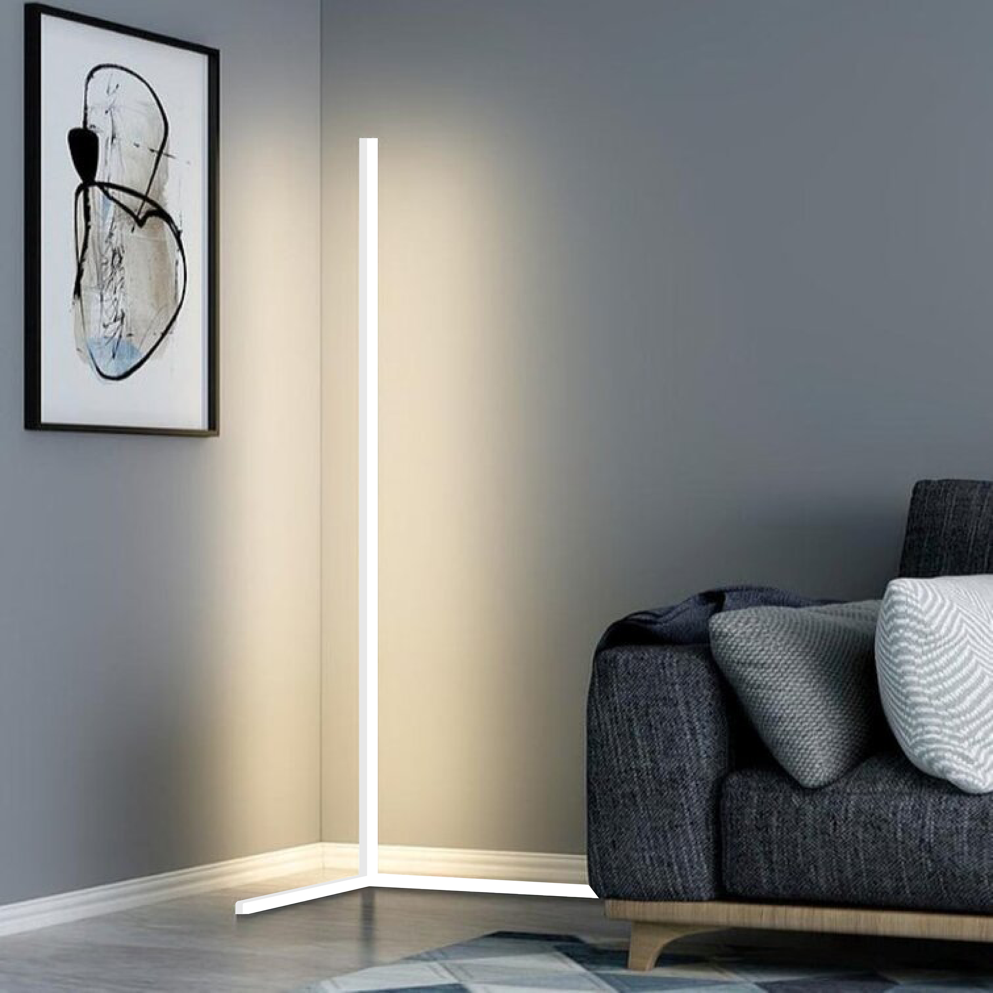 Minimalist Corner LED Floor Lamp: Perfect for Living Room, Bedroom & Office - Slim Lighting for Cozy Ambience