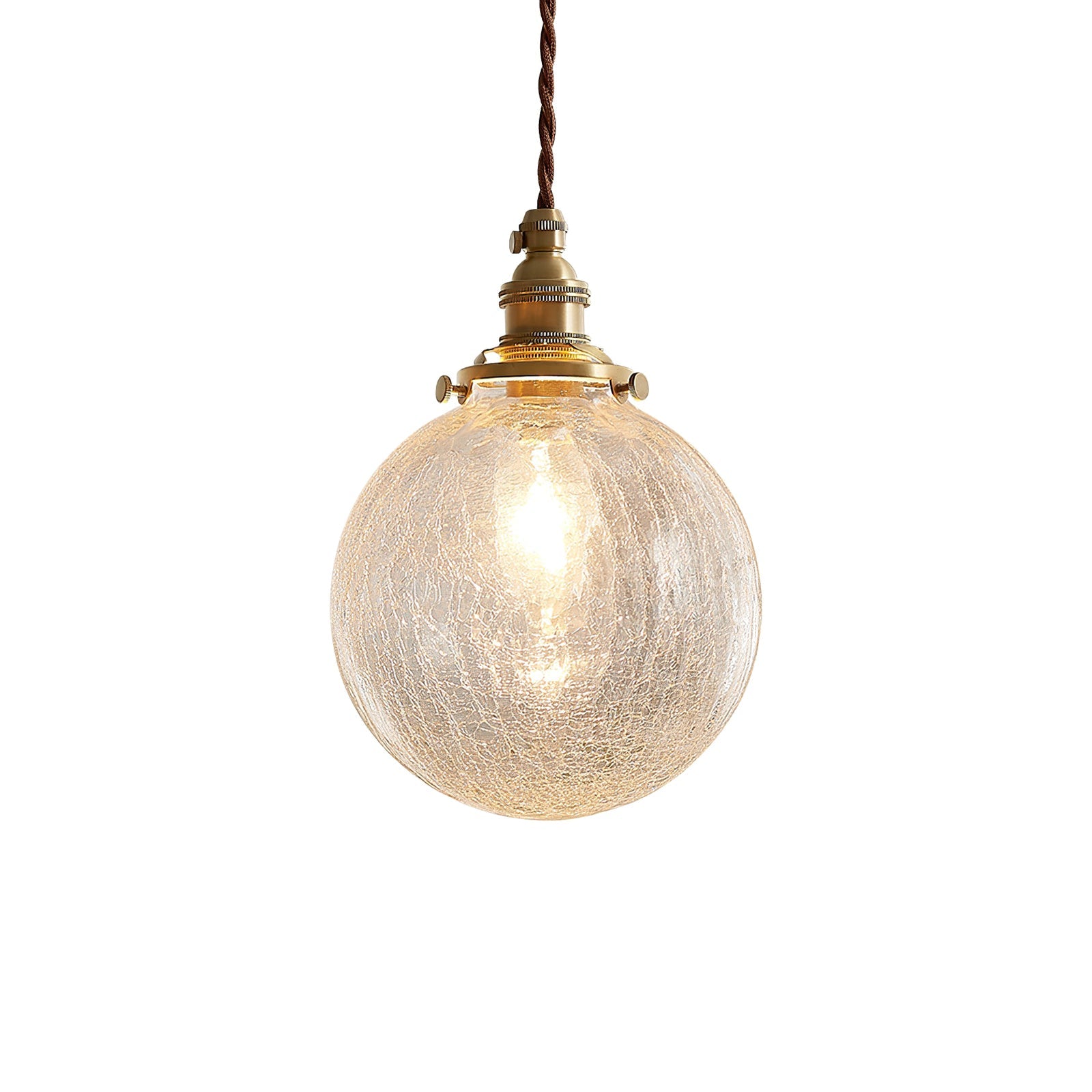 Crackle Glass Pendant Light Fixture - Vintage Style Hanging Lamp for Kitchen Island & Dining Room