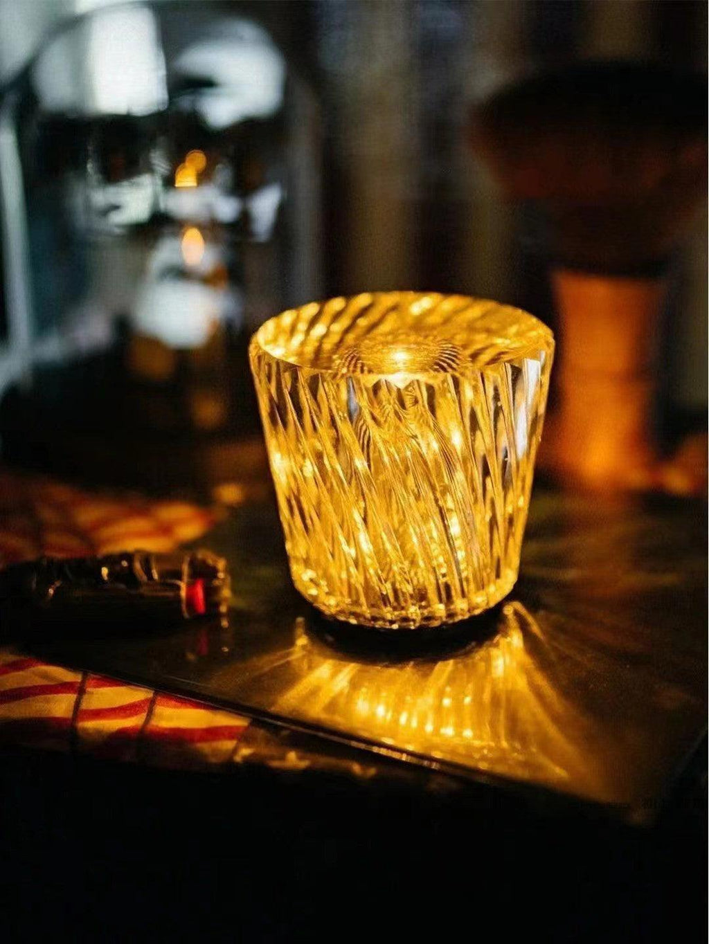 LED Crystal Diamond Table Lamp with Built-in Battery for Bedroom & Living Room Lighting