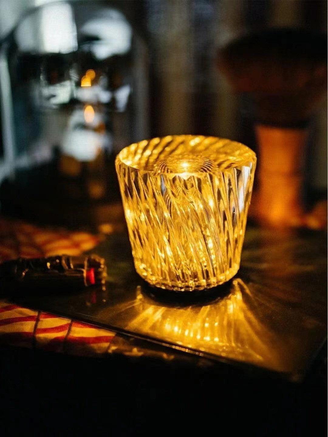 LED Crystal Diamond Table Lamp with Built-in Battery for Bedroom & Living Room Lighting