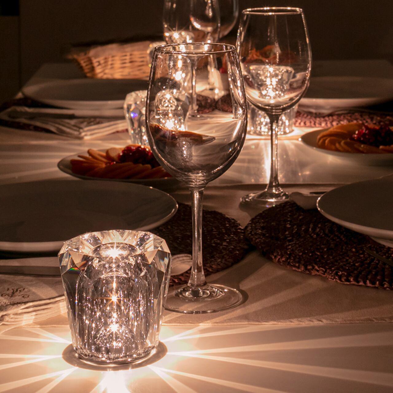 LED Crystal Diamond Table Lamp with Built-in Battery for Bedroom & Living Room Lighting