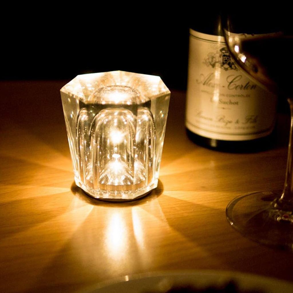 LED Crystal Diamond Table Lamp with Built-in Battery for Bedroom & Living Room Lighting