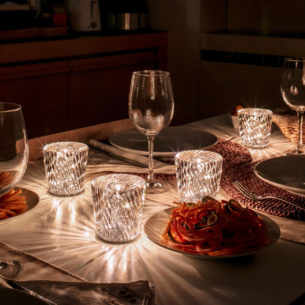 LED Crystal Diamond Table Lamp with Built-in Battery for Bedroom & Living Room Lighting