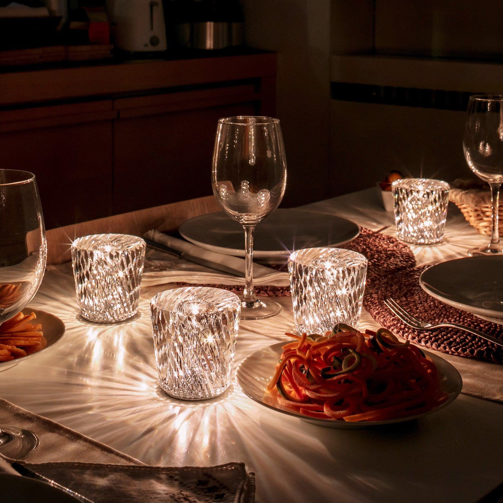 LED Crystal Diamond Table Lamp with Built-in Battery for Bedroom & Living Room Lighting