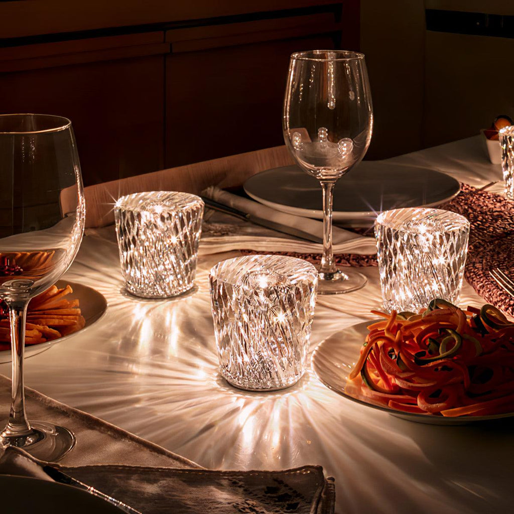 LED Crystal Diamond Table Lamp with Built-in Battery for Bedroom & Living Room Lighting