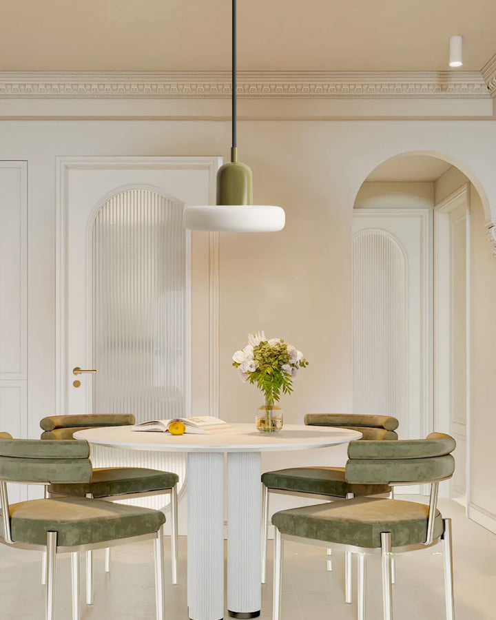 Glass Pendant Lamp with Curling Design - Modern Lighting Fixture for Dining Room & Kitchen