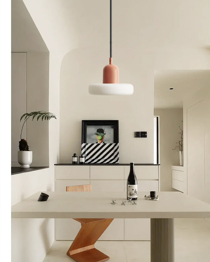 Glass Pendant Lamp with Curling Design - Modern Lighting Fixture for Dining Room & Kitchen