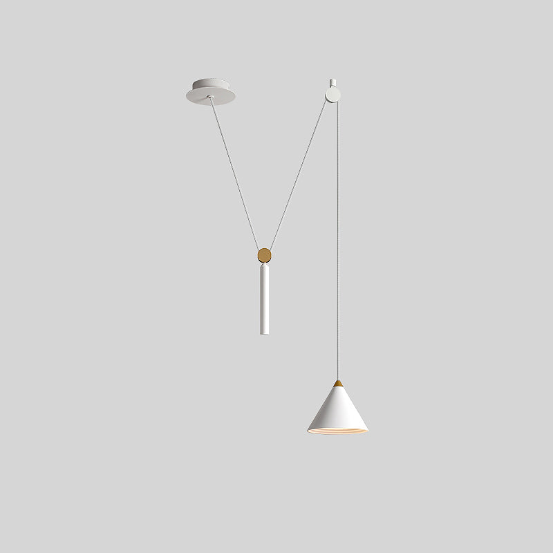 Cone Counterweight Pulley Swag Pendant Lamp - Adjustable Lighting Fixture for Home Decor & Dining Areas