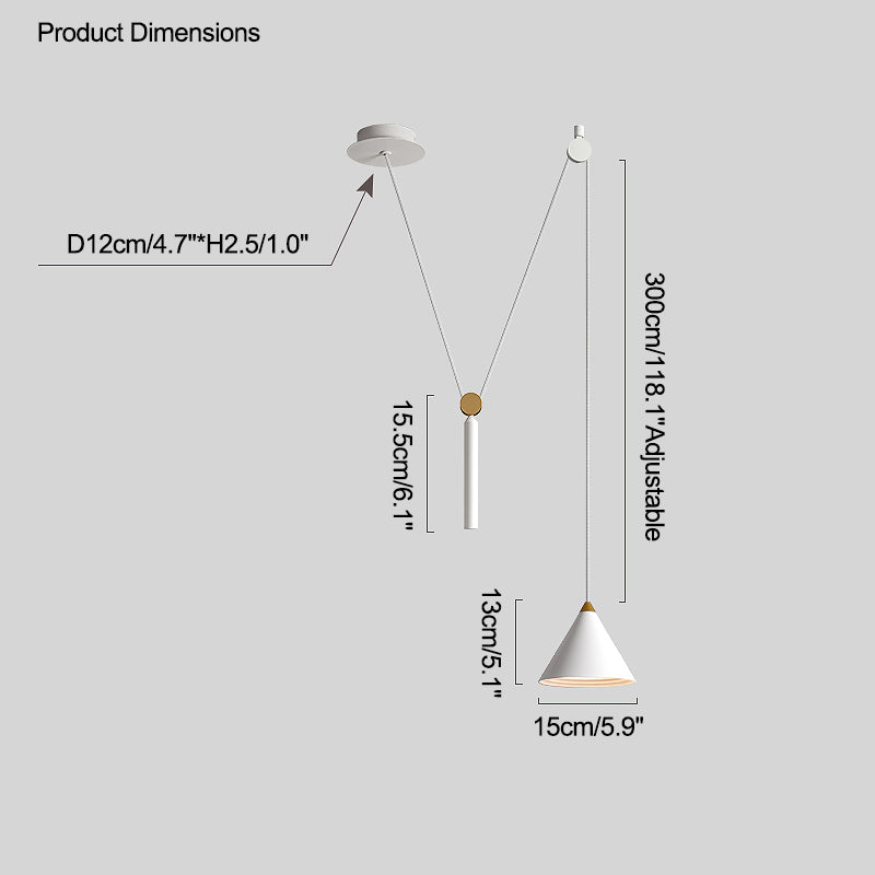 Cone Counterweight Pulley Swag Pendant Lamp - Adjustable Lighting Fixture for Home Decor & Dining Areas